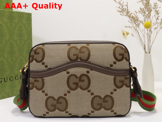 Gucci Messenger Bag with Jumbo GG Camel and Ebony Jumbo GG Canvas 675891 Replica