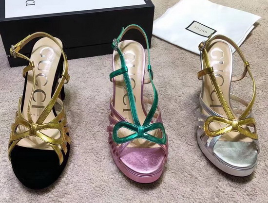 Gucci Metallic Leather Sandal Pink and Green Metallic Leather 549646