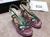 Gucci Metallic Leather Sandal Pink and Green Metallic Leather 549646