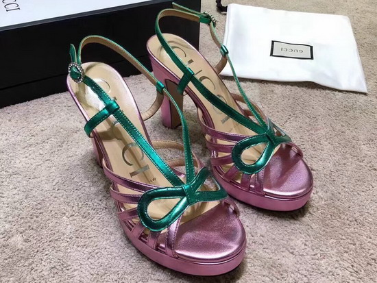 Gucci Metallic Leather Sandal Pink and Green Metallic Leather 549646