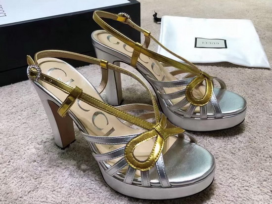 Gucci Metallic Leather Sandal Silver and Gold Metallic Leather 549646