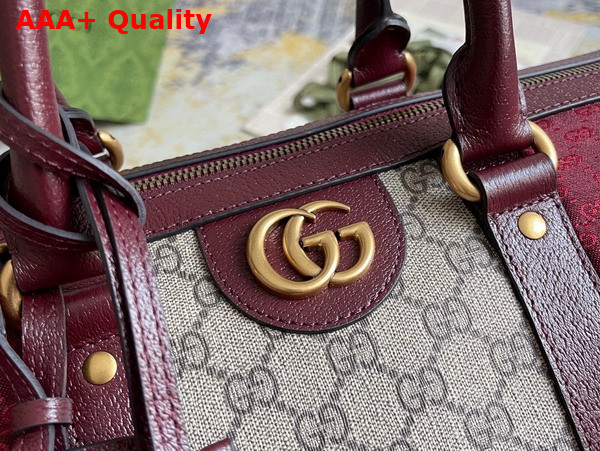 Gucci Mini GG Canvas Small Duffle Bag in Burgundy Quilted Mini GG Canvas 724642 Replica