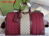 Gucci Mini GG Canvas Small Duffle Bag in Burgundy Quilted Mini GG Canvas 724642 Replica