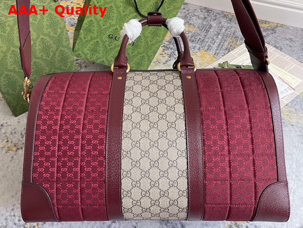 Gucci Mini GG Canvas Small Duffle Bag in Burgundy Quilted Mini GG Canvas 724642 Replica