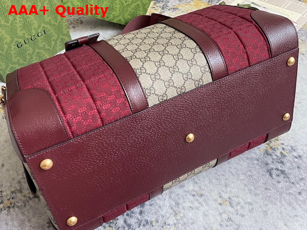 Gucci Mini GG Canvas Small Duffle Bag in Burgundy Quilted Mini GG Canvas 724642 Replica