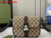 Gucci Mini GG Crossbody Bag in Beige and Ebony Original GG Canvas 802100 Replica