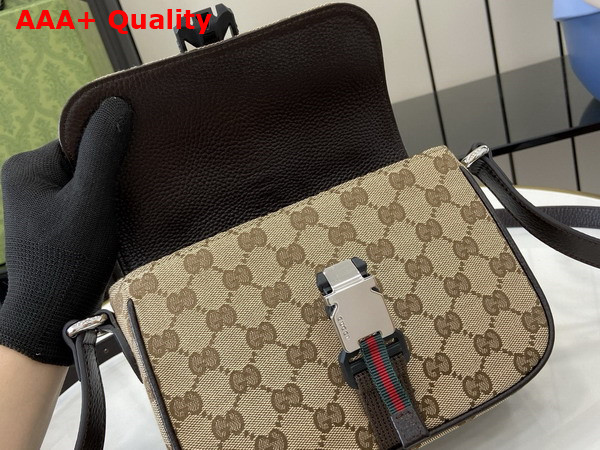 Gucci Mini GG Crossbody Bag in Beige and Ebony Original GG Canvas 802100 Replica