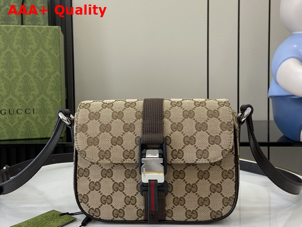 Gucci Mini GG Crossbody Bag in Beige and Ebony Original GG Canvas 802100 Replica