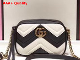 Gucci Mini GG Marmont Chain Shoulder Bag in Black and White Chevron Leather Replica