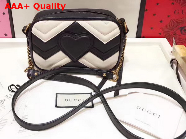 Gucci Mini GG Marmont Chain Shoulder Bag in Black and White Chevron Leather Replica