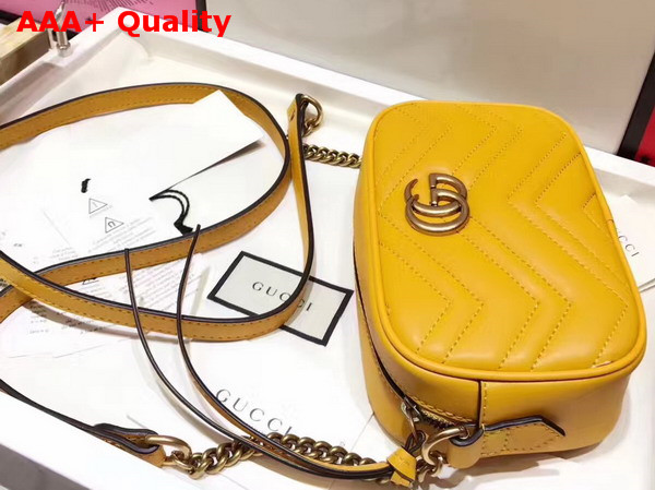 Gucci Mini GG Marmont Chain Shoulder Bag in Lemon Yellow Chevron Leather Replica