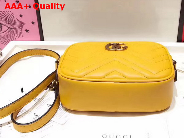 Gucci Mini GG Marmont Chain Shoulder Bag in Lemon Yellow Chevron Leather Replica