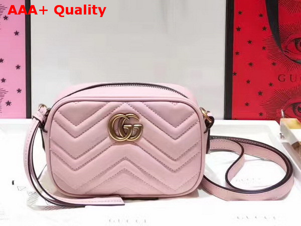 Gucci Mini GG Marmont Chain Shoulder Bag in Light Pink Chevron Leather Replica