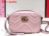 Gucci Mini GG Marmont Chain Shoulder Bag in Light Pink Chevron Leather Replica