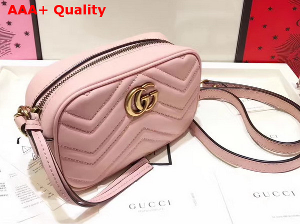 Gucci Mini GG Marmont Chain Shoulder Bag in Light Pink Chevron Leather Replica