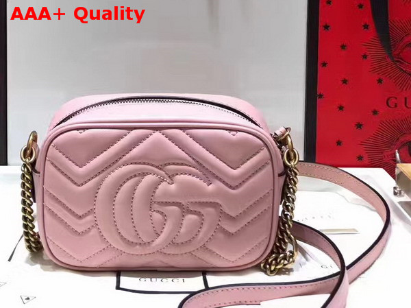 Gucci Mini GG Marmont Chain Shoulder Bag in Light Pink Chevron Leather Replica