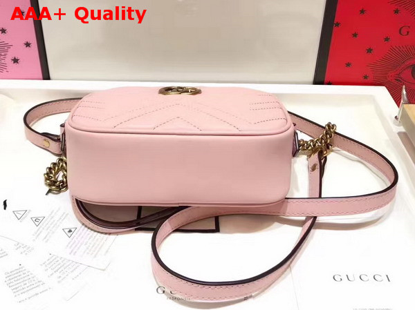 Gucci Mini GG Marmont Chain Shoulder Bag in Light Pink Chevron Leather Replica