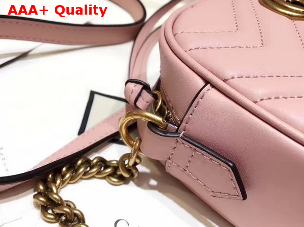 Gucci Mini GG Marmont Chain Shoulder Bag in Light Pink Chevron Leather Replica