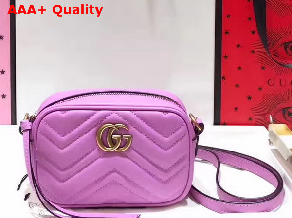 Gucci Mini GG Marmont Chain Shoulder Bag in Pink Chevron Leather Replica