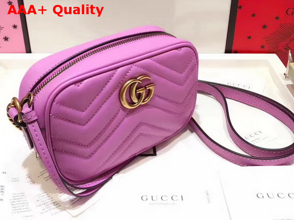 Gucci Mini GG Marmont Chain Shoulder Bag in Pink Chevron Leather Replica