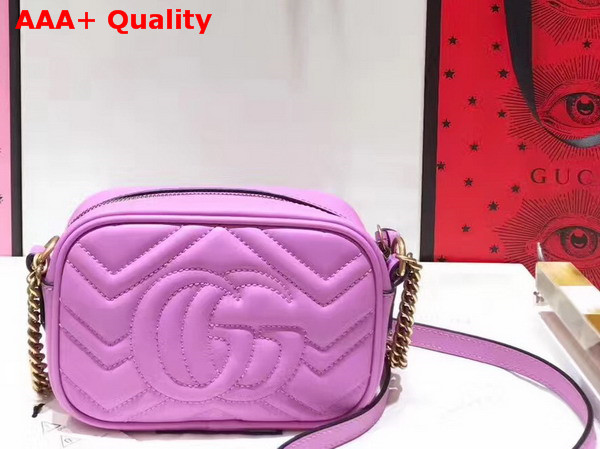 Gucci Mini GG Marmont Chain Shoulder Bag in Pink Chevron Leather Replica