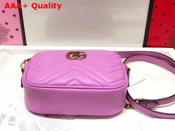 Gucci Mini GG Marmont Chain Shoulder Bag in Pink Chevron Leather Replica