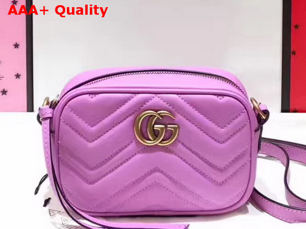 Gucci Mini GG Marmont Chain Shoulder Bag in Pink Chevron Leather Replica