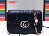 Gucci Mini GG Marmont Matelasse Shoulder Bag in Black with Double G Hardware Enriched with Pearls Replica