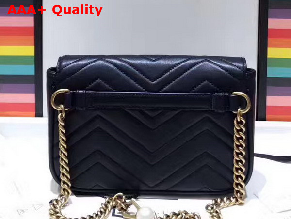 Gucci Mini GG Marmont Matelasse Shoulder Bag in Black with Double G Hardware Enriched with Pearls Replica