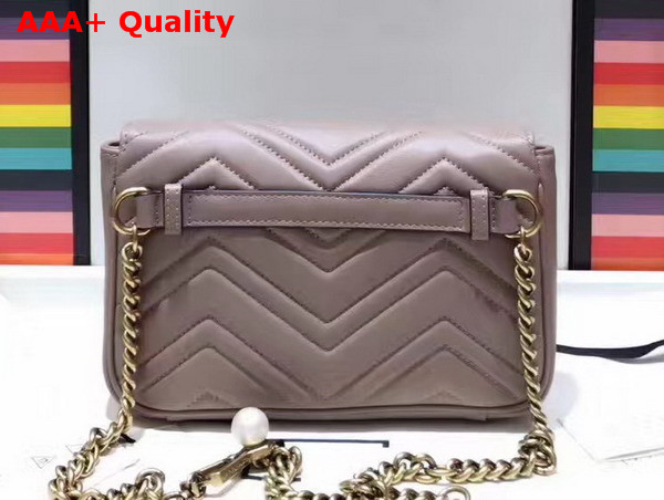 Gucci Mini GG Marmont Matelasse Shoulder Bag in Nude with Double G Hardware Enriched with Pearls Replica