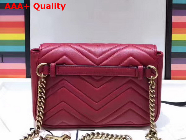 Gucci Mini GG Marmont Matelasse Shoulder Bag in Red with Double G Hardware Enriched with Pearls Replica