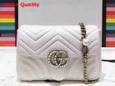 Gucci Mini GG Marmont Matelasse Shoulder Bag in White with Double G Hardware Enriched with Pearls Replica