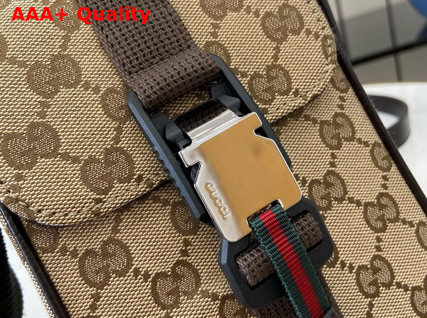 Gucci Mini GG Shoulder Bag in Beige and Ebony Original GG Canvas 802099 Replica