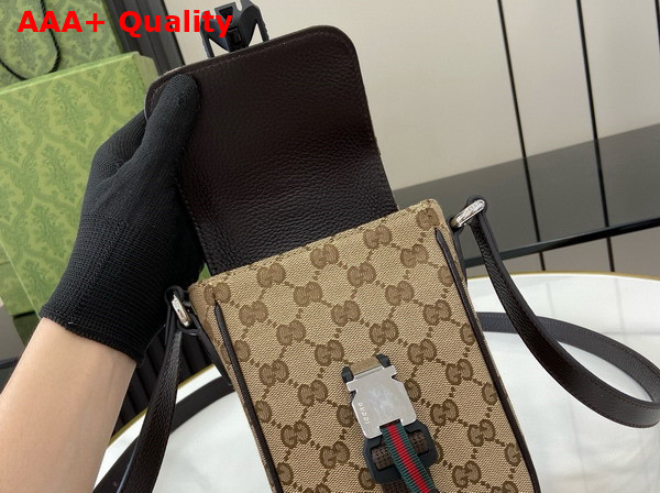 Gucci Mini GG Shoulder Bag in Beige and Ebony Original GG Canvas 802099 Replica