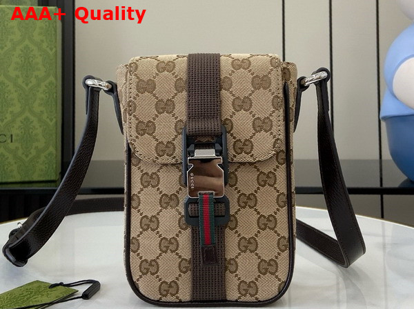 Gucci Mini GG Shoulder Bag in Beige and Ebony Original GG Canvas 802099 Replica