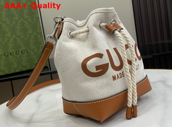 Gucci Mini Shoulder Bag with Gucci Print Beige Cotton Linen Canvas 777166 Replica