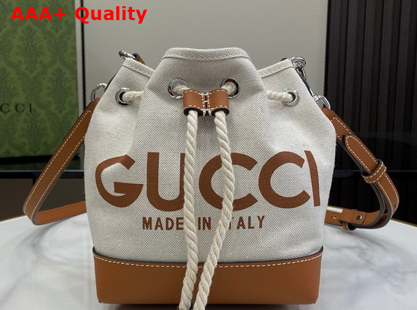 Gucci Mini Shoulder Bag with Gucci Print Beige Cotton Linen Canvas 777166 Replica