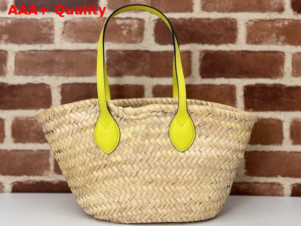 Gucci Mini Straw Tote with Gucci Logo in Natural Woven Straw 782381 Replica