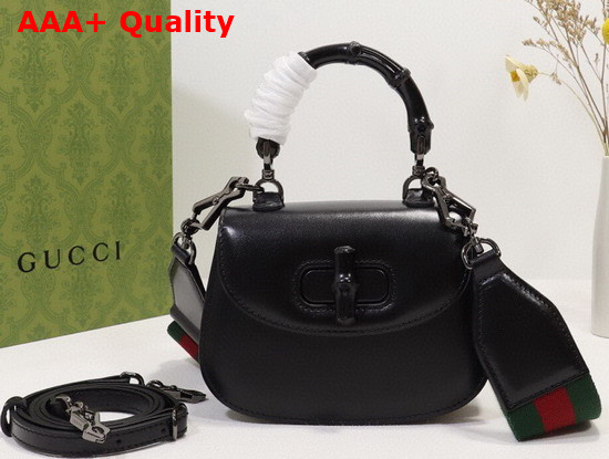 Gucci Mini Top Handle Bag with Bamboo Black Leather 686864 Replica