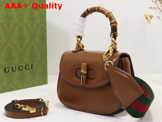 Gucci Mini Top Handle Bag with Bamboo Cuir Leather 686864 Replica