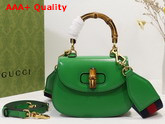 Gucci Mini Top Handle Bag with Bamboo Green Leather 686864 Replica