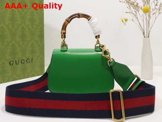 Gucci Mini Top Handle Bag with Bamboo Green Leather 686864 Replica