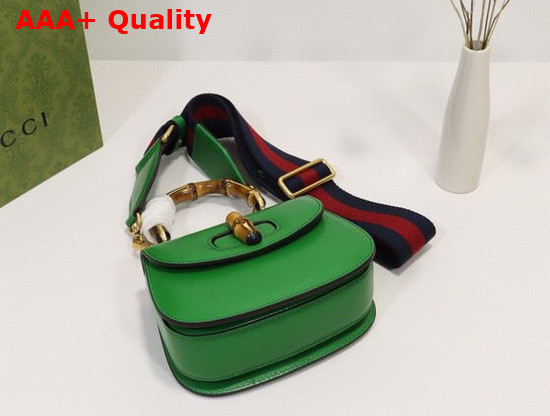 Gucci Mini Top Handle Bag with Bamboo Green Leather 686864 Replica