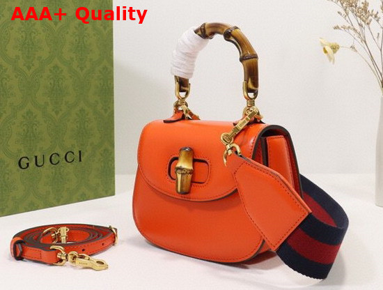 Gucci Mini Top Handle Bag with Bamboo Orange Leather 686864 Replica