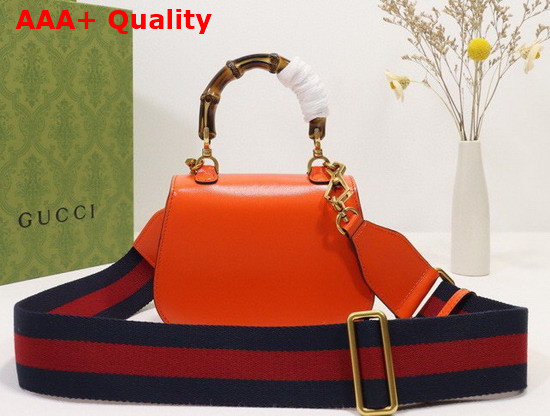 Gucci Mini Top Handle Bag with Bamboo Orange Leather 686864 Replica