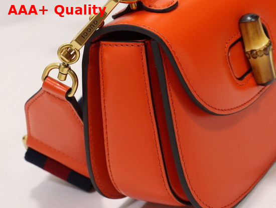 Gucci Mini Top Handle Bag with Bamboo Orange Leather 686864 Replica