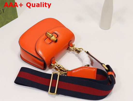 Gucci Mini Top Handle Bag with Bamboo Orange Leather 686864 Replica