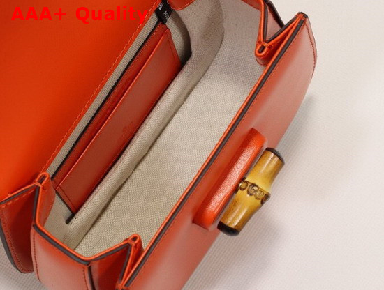 Gucci Mini Top Handle Bag with Bamboo Orange Leather 686864 Replica