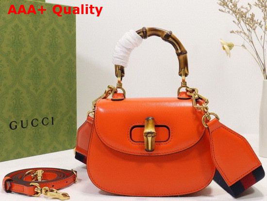 Gucci Mini Top Handle Bag with Bamboo Orange Leather 686864 Replica