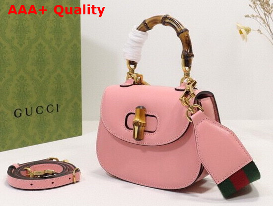 Gucci Mini Top Handle Bag with Bamboo Pink Leather 686864 Replica